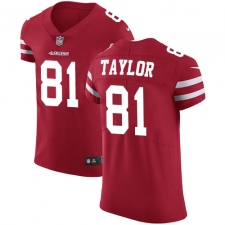 Men's Nike San Francisco 49ers #81 Trent Taylor Red Team Color Vapor Untouchable Elite Player NFL Jersey