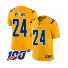 Men's Los Angeles Chargers #24 Trevor Williams Limited Gold Inverted Legend 100th Season Football Jersey