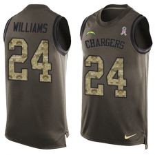 Men's Nike Los Angeles Chargers #24 Trevor Williams Limited Green Salute to Service Tank Top NFL Jersey