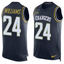 Men's Nike Los Angeles Chargers #24 Trevor Williams Limited Navy Blue Player Name & Number Tank Top NFL Jersey