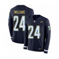 Men's Nike Los Angeles Chargers #24 Trevor Williams Limited Navy Blue Therma Long Sleeve NFL Jersey