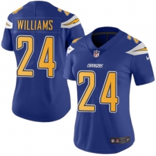 Women's Nike Los Angeles Chargers #24 Trevor Williams Limited Electric Blue Rush Vapor Untouchable NFL Jersey