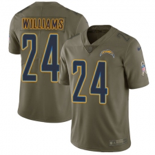 Youth Nike Los Angeles Chargers #24 Trevor Williams Limited Olive 2017 Salute to Service NFL Jersey