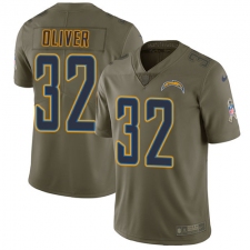 Men's Nike Los Angeles Chargers #32 Branden Oliver Limited Olive 2017 Salute to Service NFL Jersey
