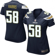 Women's Nike Los Angeles Chargers #58 Nigel Harris Game Navy Blue Team Color NFL Jersey