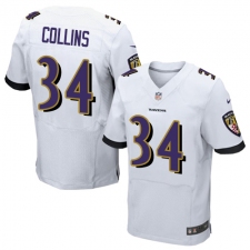 Men's Nike Baltimore Ravens #34 Alex Collins Elite White NFL Jersey