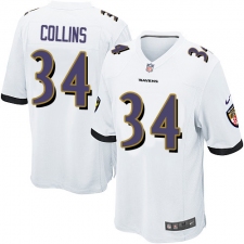 Men's Nike Baltimore Ravens #34 Alex Collins Game White NFL Jersey