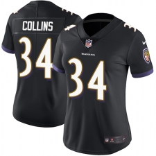 Women's Nike Baltimore Ravens #34 Alex Collins Black Alternate Vapor Untouchable Elite Player NFL Jersey