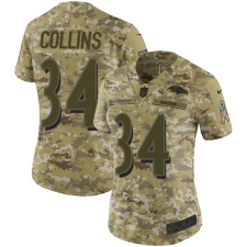 Women's Nike Baltimore Ravens #34 Alex Collins Limited Camo 2018 Salute to Service NFL Jersey