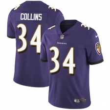 Youth Nike Baltimore Ravens #34 Alex Collins Purple Team Color Vapor Untouchable Limited Player NFL Jersey