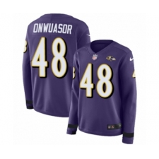 Women's Nike Baltimore Ravens #48 Patrick Onwuasor Limited Purple Therma Long Sleeve NFL Jersey