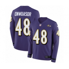 Youth Nike Baltimore Ravens #48 Patrick Onwuasor Limited Purple Therma Long Sleeve NFL Jersey