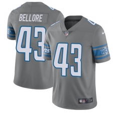 Men's Nike Detroit Lions #43 Nick Bellore Elite Steel Rush Vapor Untouchable NFL Jersey