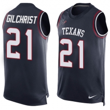 Men's Nike Houston Texans #21 Marcus Gilchrist Limited Navy Blue Player Name & Number Tank Top NFL Jersey