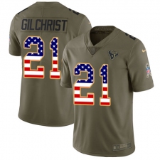 Men's Nike Houston Texans #21 Marcus Gilchrist Limited Olive/USA Flag 2017 Salute to Service NFL Jersey