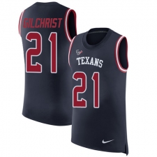 Men's Nike Houston Texans #21 Marcus Gilchrist Navy Blue Rush Player Name & Number Tank Top NFL Jersey