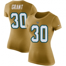 NFL Women's Nike Jacksonville Jaguars #30 Corey Grant Gold Rush Pride Name & Number T-Shirt
