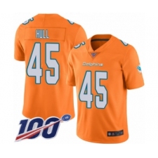 Men's Miami Dolphins #45 Mike Hull Limited Orange Rush Vapor Untouchable 100th Season Football Jersey