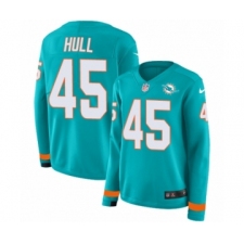 Women's Nike Miami Dolphins #45 Mike Hull Limited Aqua Therma Long Sleeve NFL Jersey