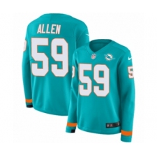 Women's Nike Miami Dolphins #59 Chase Allen Limited Aqua Therma Long Sleeve NFL Jersey