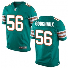 Men's Nike Miami Dolphins #56 Davon Godchaux Elite Aqua Green Alternate NFL Jersey
