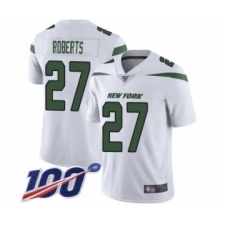 Men's New York Jets #27 Darryl Roberts White Vapor Untouchable Limited Player 100th Season Football Jersey