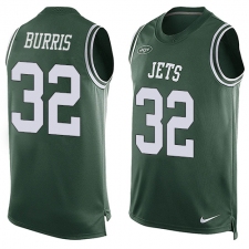 Men's Nike New York Jets #32 Juston Burris Limited Green Player Name & Number Tank Top NFL Jersey