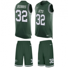 Men's Nike New York Jets #32 Juston Burris Limited Green Tank Top Suit NFL Jersey