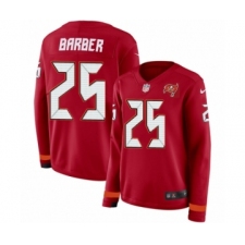Women's Nike Tampa Bay Buccaneers #25 Peyton Barber Limited Red Therma Long Sleeve NFL Jersey