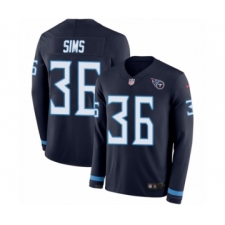 Men's Nike Tennessee Titans #36 LeShaun Sims Limited Navy Blue Therma Long Sleeve NFL Jersey