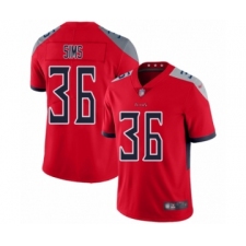 Men's Tennessee Titans #36 LeShaun Sims Limited Red Inverted Legend Football Jersey
