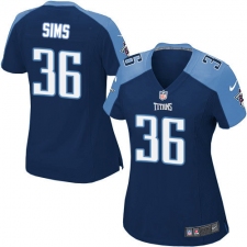 Women's Nike Tennessee Titans #36 LeShaun Sims Game Navy Blue Alternate NFL Jersey