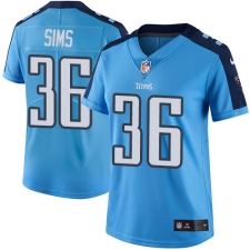 Women's Nike Tennessee Titans #36 LeShaun Sims Limited Light Blue Rush Vapor Untouchable NFL Jersey