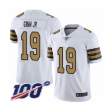 Men's New Orleans Saints #19 Ted Ginn Jr Limited White Rush Vapor Untouchable 100th Season Football Jersey