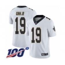Men's New Orleans Saints #19 Ted Ginn Jr White Vapor Untouchable Limited Player 100th Season Football Jersey