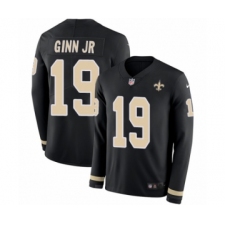 Men's Nike New Orleans Saints #19 Ted Ginn Jr Limited Black Therma Long Sleeve NFL Jersey