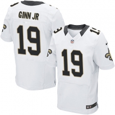 Men's Nike New Orleans Saints #19 Ted Ginn Jr White Vapor Untouchable Elite Player NFL Jersey