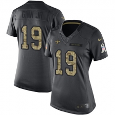 Women's Nike New Orleans Saints #19 Ted Ginn Jr Limited Black 2016 Salute to Service NFL Jersey