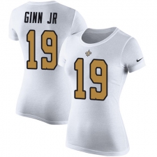 Women's Nike New Orleans Saints #19 Ted Ginn Jr White Rush Pride Name & Number T-Shirt