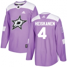 Men's Adidas Dallas Stars #4 Miro Heiskanen Authentic Purple Fights Cancer Practice NHL Jersey
