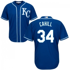 Youth Majestic Kansas City Royals #34 Trevor Cahill Authentic Blue Alternate 2 Cool Base MLB Jersey