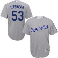 Youth Majestic Kansas City Royals #53 Melky Cabrera Replica Grey Road Cool Base MLB Jersey
