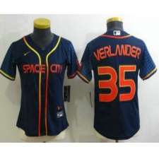 Women's Houston Astros #35 Justin Verlander 2022 Navy Blue City Connect Cool Base Stitched Jersey