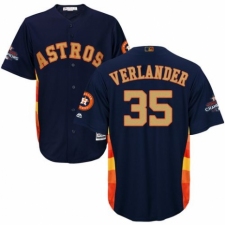 Youth Majestic Houston Astros #35 Justin Verlander Authentic Navy Blue Alternate 2018 Gold Program Cool Base MLB Jersey