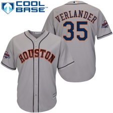 Youth Majestic Houston Astros #35 Justin Verlander Replica Grey Road 2017 World Series Champions Cool Base MLB Jersey