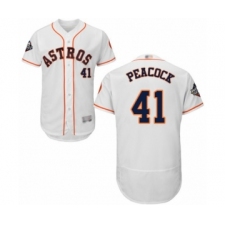 Men's Houston Astros #41 Brad Peacock White Home Flex Base Authentic Collection 2019 World Series Bound Baseball Jersey