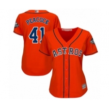 Women's Houston Astros #41 Brad Peacock Authentic Orange Alternate Cool Base 2019 World Series Bound Baseball Jersey