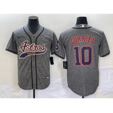 Men's Houston Astros #10 Yuli Gurriel Grey Gridiron Cool Base Stitched Baseball Jersey1