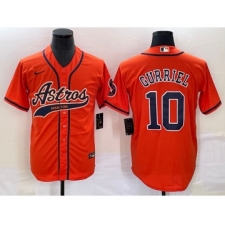 Men's Houston Astros #10 Yuli Gurriel Orange Cool Base Stitched Baseball Jersey