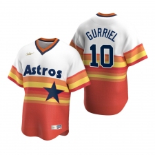 Men's Nike Houston Astros #10 Yuli Gurriel White Orange Cooperstown Collection Home Stitched Baseball Jersey